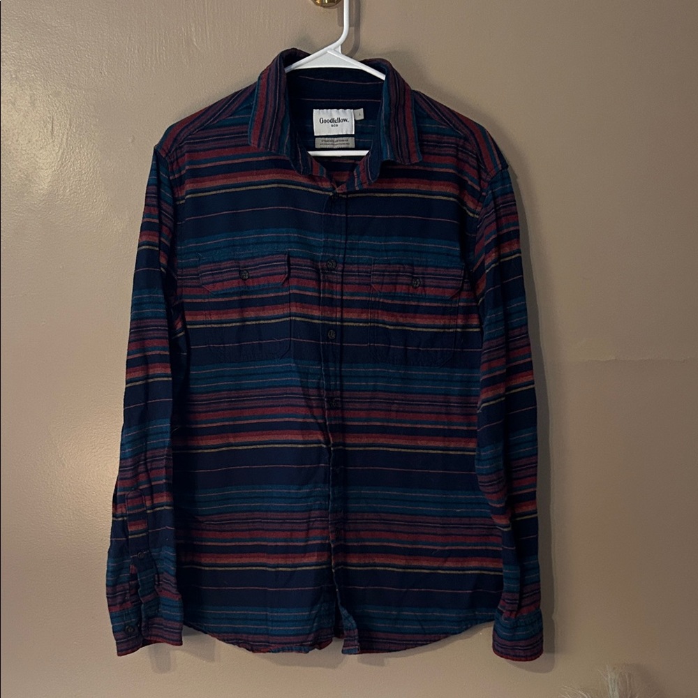 Goodfellow & Co Navy and Rust Striped Shirt